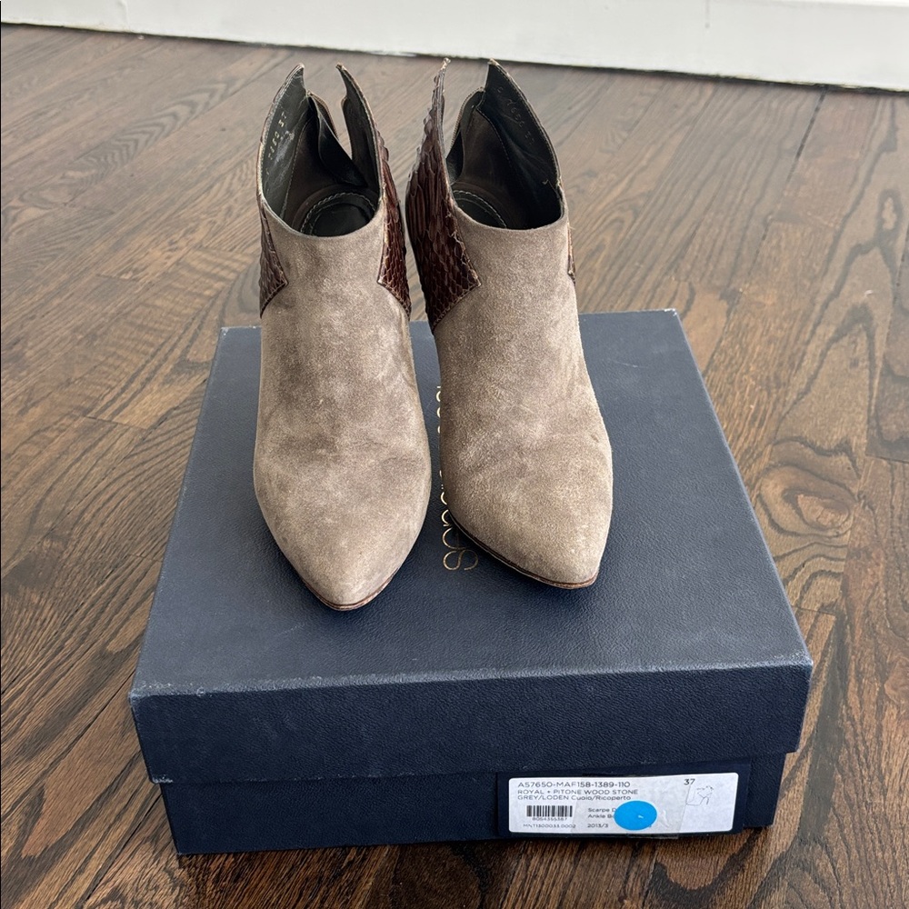 Sergio Rossi Suede and Python ankle boots, size 37 - Picture 5 of 11